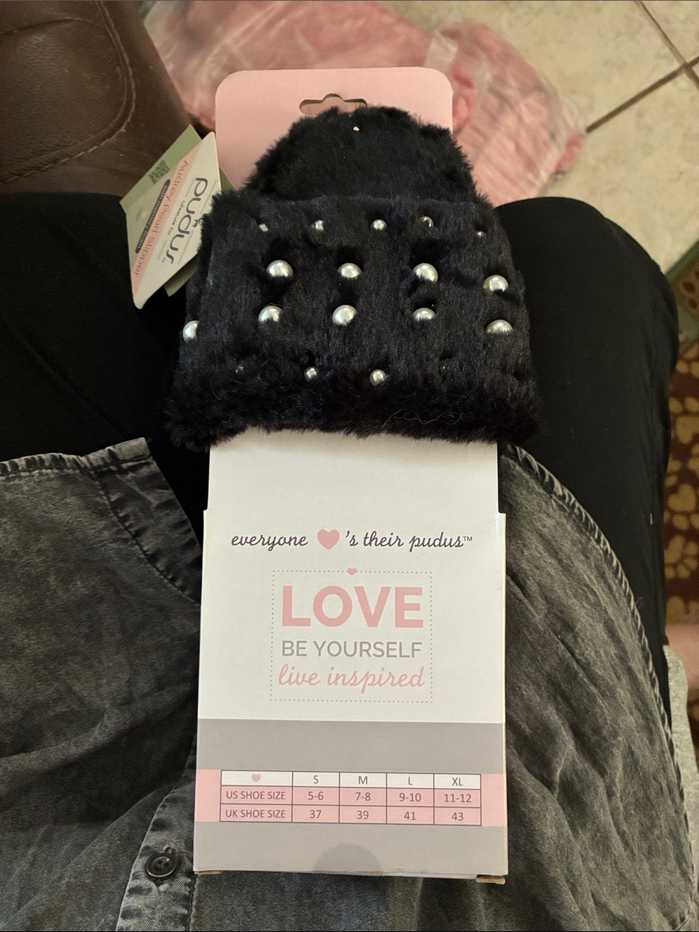 Black Faux Fur Studded Slide Slippers